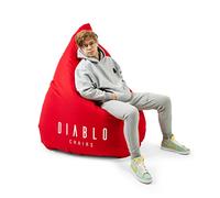 Diablo Puf Gaming Gamer Sillón de Juego Beanbag Saco de judías para habitación Infantil salón Perlas de EPS Poliéster 110 cm x 100 cm (Rojo)