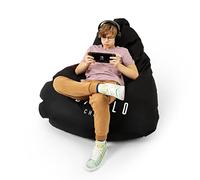Diablo Puf Gaming Gamer Sillón de Juego Beanbag Saco de judías para habitación Infantil salón Perlas de EPS Poliéster 110 cm x 100 cm (Negro)