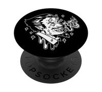 Diablo Riendo Respirando Fuego Satanás Demonio Blackwork PopSockets PopGrip Adhesivo