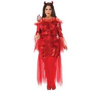 Diablo Rojo Disfraz Mujer Halloween Disfraz Demonios + Cuernos