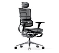 Diablo V-Master Silla de Escritorio ergonómica Silla de Oficina apoyabrazos Ajustables reposapiés Mecanismo de inclinación Malla Cuero sintético selección de Color (Negro)