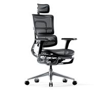 Diablo V-Master Silla de Escritorio ergonómica Silla de Oficina apoyabrazos Ajustables reposapiés Mecanismo de inclinación Malla Cuero sintético selección de Color (Negro)