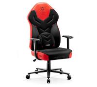 Diablo X-Gamer 2.0 Silla Gaming Gamer de Oficina Tela Diseño Ergonómico Cojín Lumbar Apoyabrazos Cómodos (Negro-Rojo)