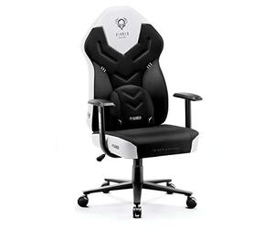 Diablo X-Gamer 2.0 Silla Gaming Gamer de Oficina Tela Diseño Ergonómico Cojín Lumbar Apoyabrazos Cómodos (Negro-Blanco)