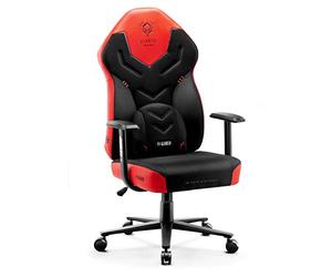 Diablo X-Gamer 2.0 Silla Gaming Gamer de Oficina Tela Diseño Ergonómico Cojín Lumbar Apoyabrazos Cómodos (Negro-Rojo)