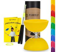Diabolo Freizeitsport Kit básico de malabares (amarillo) - Diábolo con palillos de aluminio, cuerda de repuesto, instrucciones (idioma español no garantizado), perfecto para niños, principiantes y