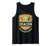 Diácono Sirviendo con Honor Iglesia Cristiana Escudo Escudo Icono Camiseta sin Mangas