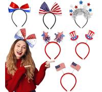 Diadas del 4 de julio, diadema del Día de la Independencia, Accesorios para el cabello Diadema blanca blanca, Conjunto de 7 aros de cabello patriótico para el 4 de julio para el desfile del Día de la