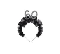 Diadema 60 años con tela y cuentas, color negro