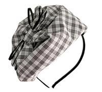 Diadema a cuadros para mujer, lazo francés, medio sombrero, aro para el pelo, elegante, cena, fiesta, vestido, diadema, accesorios para el pelo