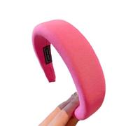 Diadema acolchada para mujer, diadema de esponja de color caramelo, banda de pelo de tela suave, bandas elásticas para el pelo sin dientes, cintas gruesas para el cuidado de la piel, color rojo rosa