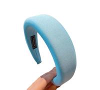 Diadema acolchada para mujer, diadema de esponja de color caramelo, diadema de tela suave, bandas elásticas para el pelo sin dientes, cintas gruesas para el cuidado de la piel, color azul cielo