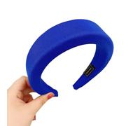 Diadema acolchada para mujer, diadema de esponja de color caramelo, diadema de tela suave, bandas elásticas para el pelo sin dientes, cintas gruesas para el cuidado de la piel, color azul zafiro