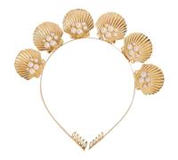 Diadema adornada con perlas de imitación, corona de conchas doradas para bodas y fiestas, diseño elegante y resistente a la corrosión.