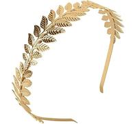 Diadema ajustable de diosa griega, banda para el pelo de hoja de laurel dorada para mujer, diadema elástica bohemia con corona de hojas, accesorios para el cabello de hoja romana para novias y niñas