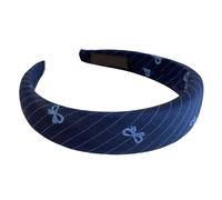 Diadema ajustable de esponja a cuadros azules con elegante lazo, accesorios cómodos para el cabello para niñas y mujeres