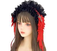 Diadema ajustable de moda que combina estética gótica punk con cómodo diseño de tela para creadores de tendencias, cruces de metal