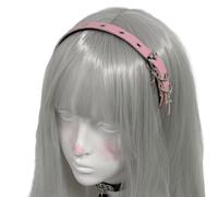 Diadema ajustable de piel sintética con ojales para mujer, punk, años 2000, accesorios para fotos, punk, rock, gótico, tocado de poliuretano