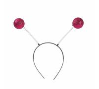 Diadema Alien para hombre y mujer, diseño de mariposa, pompón, disfraz de alien, accesorio con 2 bolas de purpurina para carnaval, diadema, tiara plateada, disfraz de noche