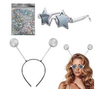 Diadema Alien Plata, Diadema Extraterrestre Luminoso, Diadema de Alien, Diadema de Alien Toy Story,Disfraz Extraterrestre con Antenas, Ideal para Carnaval y Fiestas Temáticas