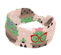 Diadema ancha antideslizante para mujer, banda elástica para la cabeza, diadema turbante Hello Cactus para entrenamiento, yoga, deporte y correr