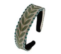 Diadema ancha anudada con diseño bordado de hojas, diadema de tela suave, decoración para el cabello, diadema de moda para mujeres y niñas