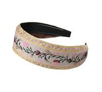 Diadema ancha, banda ancha para mujer, bandas de cabeza bordadas florales, tocado de estilo étnico vintage, accesorios para el cabello para niñas para la mayoría de peinados