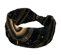 Diadema ancha con círculos mágicos con estrellas, constelaciones del zodiaco, fases lunares, para mujeres, yoga, entrenamiento, bandas elásticas anchas para el cabello para lavarse la cara y