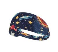 Diadema ancha con estampado espacial de cielo estrellado para mujer, antideslizante, absorbe la humedad, yoga, correr, entrenamiento, gimnasio, etc