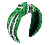 Diadema ancha con lentejuelas verdes y blancas, para día de San Patricio, para día festivo, día de San Patricio, accesorios de regalo