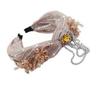 Diadema ancha con purpurina para mujer, diseño floral de cristal, plisado, nudo torcido, estilo vintage