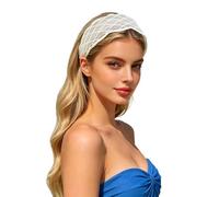 Diadema ancha de encaje francés elegante para cabello bohemio bordado floral banda elástica accesorio femenino sofisticado de vestir (Purple, One Size)