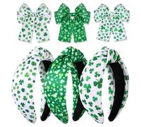 Diadema ancha de Mardi Gras, con nudo en color morado, verde, dorado, perlas y diamantes de imitación, lazo para el pelo, diadema de Mardi Gras, para fiestas, festivas, accesorios de regalo (verde y