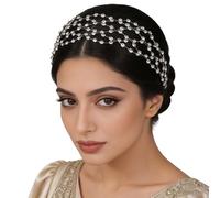 Diadema ancha de Oriente Medio con diamantes de imitación brillantes para novia, bodas y fiestas, fotografía, diadema de diamantes de imitación para novia