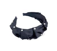 Diadema ancha de perlas con volantes, diadema de novia, accesorios elegantes para mujer, accesorios para el pelo (negro)