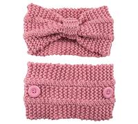 Diadema ancha de punto con lazo, turbante elástico anudado con botón, bandas de pelo de ganchillo, calentador de orejas, suave para envolver la cabeza para mujeres