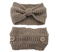 Diadema ancha de punto con lazo, turbante elástico anudado con botón, bandas de pelo de ganchillo, calentador de orejas, suave para envolver la cabeza para mujeres