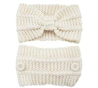 Diadema ancha de punto con lazo, turbante elástico anudado con botón, bandas de pelo de ganchillo, calentador de orejas, suave para envolver la cabeza para mujeres