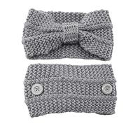Diadema ancha de punto con lazo, turbante elástico anudado con botón, bandas de pelo de ganchillo, calentador de orejas, suave para envolver la cabeza para mujeres