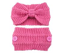 Diadema ancha de punto con lazo, turbante elástico anudado con botón, bandas de pelo de ganchillo, calentador de orejas, suave para envolver la cabeza para mujeres