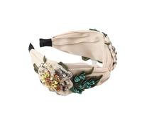 Diadema ancha de tela de ala ancha con diamantes de imitación, flores, diadema ligera para mujer, horquilla 3