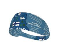Diadema ancha estampada con mapa de Finlandia para mujer, antideslizante, absorbe la humedad, yoga, correr, entrenamiento, gimnasio, etc