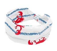 Diadema ancha para mujer, diseño de cangrejo rojo, azul y blanco, banda elástica antideslizante, anudada por torsión, para entrenamiento, accesorios para el cabello