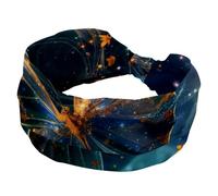 Diadema ancha para mujer, mariposa dorada con fondo brillante de universo de sendero, banda deportiva que absorbe el sudor, banda elástica suave para el pelo, diadema de yoga, accesorio de moda para