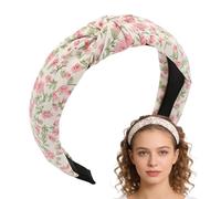 Diadema ancha para mujer - Tejido antideslizante con estampado floral tocado anudado | Diademas mujer para uso diario - para uso diario yoga ducha maquillaje fiestas verano otoño primavera palestr