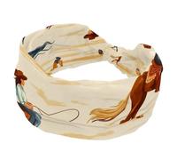 Diadema antideslizante con patrón de rodeo vintage Wild West Cowgirls para mujer, banda ancha para el pelo, banda para el sudor, banda para yoga, entrenamiento, deporte, gimnasio, correr, fitness