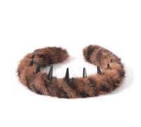 Diadema antideslizante de piel sintética con peine de dientes, banda ancha cómoda para mujer, agarre antideslizante, 6.3 x 5.12 pulgadas (marrón)