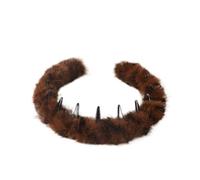 Diadema antideslizante de piel sintética con peine de dientes, banda ancha cómoda para mujer, agarre antideslizante, 6.3 x 5.12 pulgadas (café)