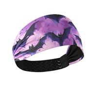 Diadema antideslizante para mujer, diseño de murciélago, color morado, bandas elásticas y sudorosas para fútbol, baloncesto, baloncesto, correr, coloridas estrellas de perro salchicha