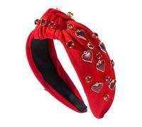 Diadema anudada con diamantes de imitación, diadema ancha de corazón para mujer, diademas elegantes para niñas, accesorios para el cabello de San Valentín para fiestas de vacaciones